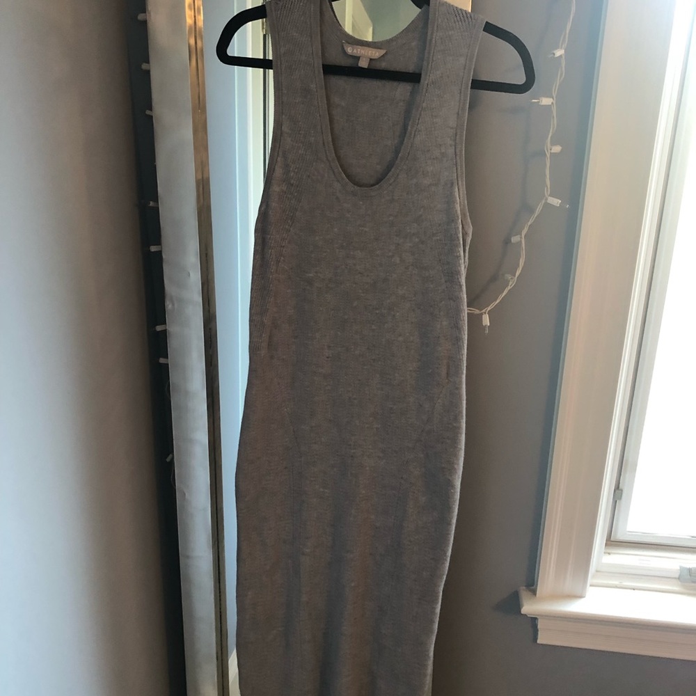Athleta River Rib Gray Tank Sweater Dress